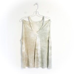 POL tie dye cold shoulder loose fit oversized top lightweight tee greige ombre S